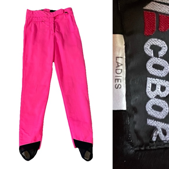 COBOR Schoeller of SWITZERLAND Ladies DAYGLO Pink Neon SKI PANTS Size 12 - Picture 1 of 9